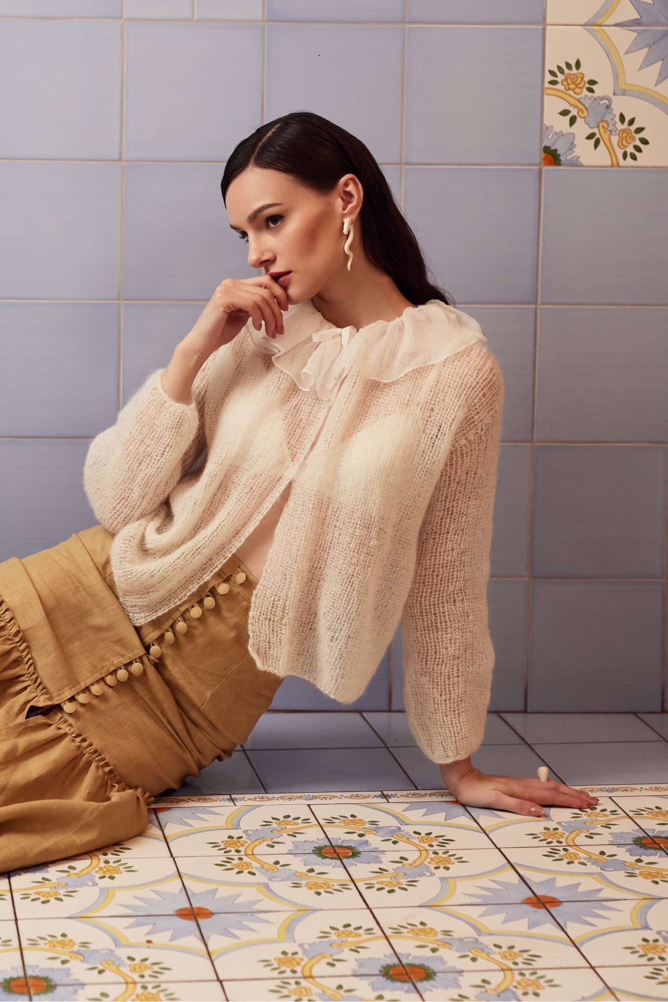 Hand-Knitted Silk Mohair Cardigan