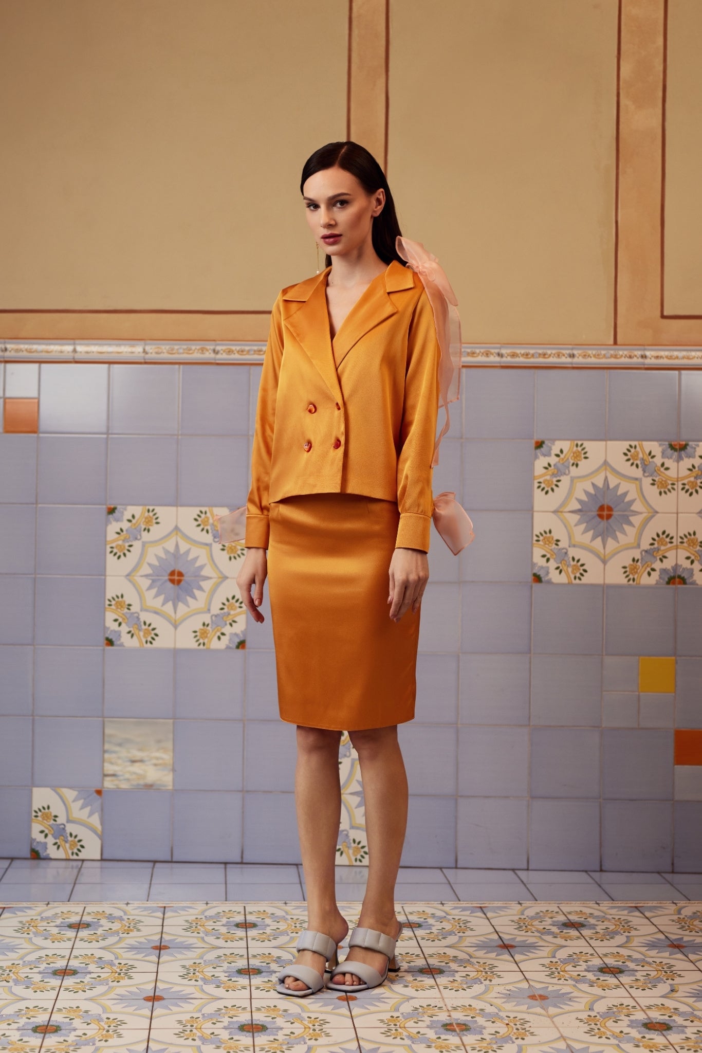 Silk Pencil Skirt